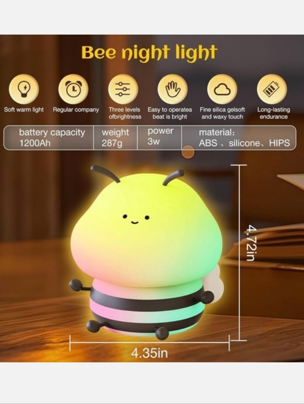 Cute Little Bee Night Light - Picture 3 of 11